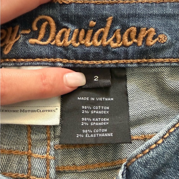 Harley-Davidson Bootcut Jeans Womens 2 Low Rise Embroidered Pocket - Picture 4 of 8